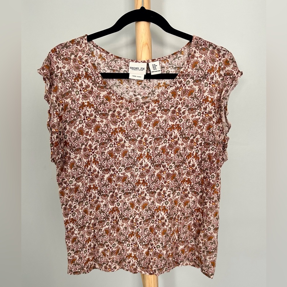 Rachel Zoe floral pattern linen shirt